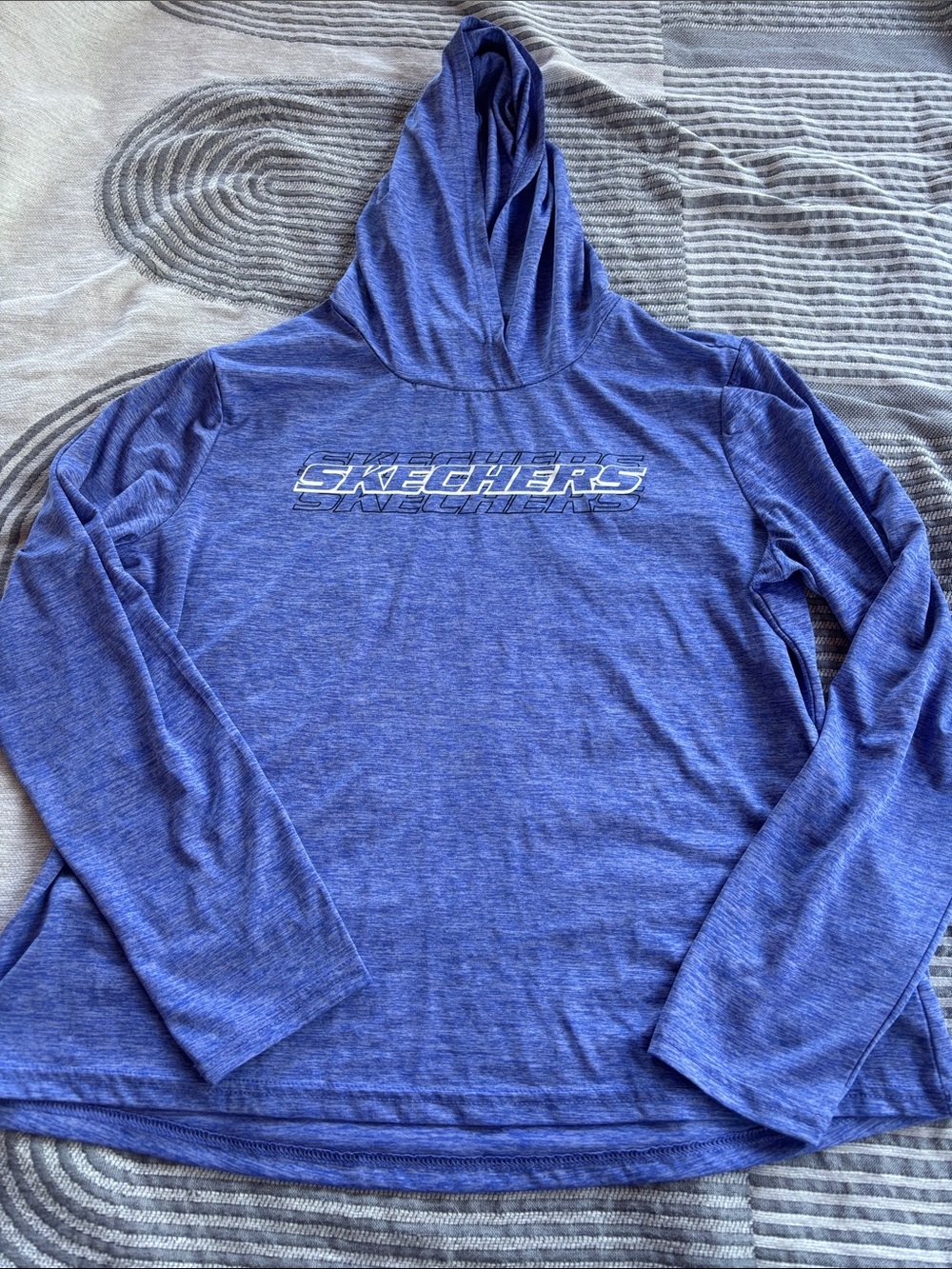 Skechers Activewear Heathered Royal Blue Hooded Long Sleeve Pullover